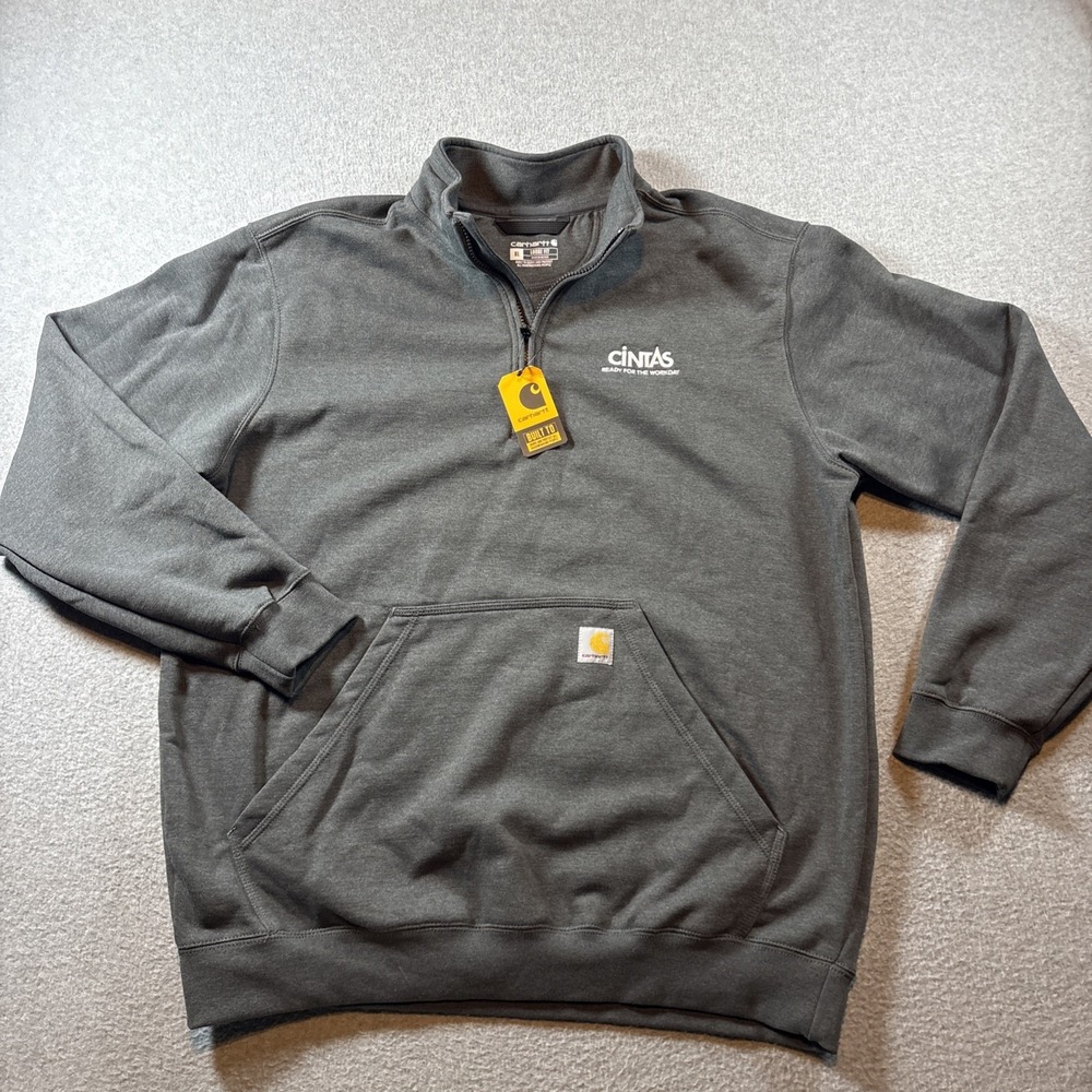 Carhartt Cintas Embroidered Gray Quarter Zip Sweatshirt Loose Fit Men's XL NEW